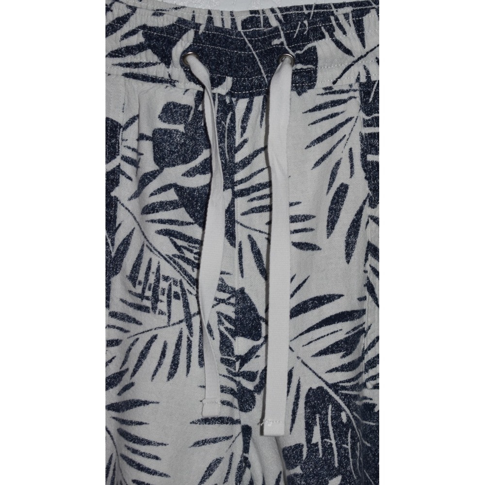 Nautica Womens LARGE Linen Blend Shorts Pull-On Tropical Hawiian Pockets Blue - Picture 11 of 16